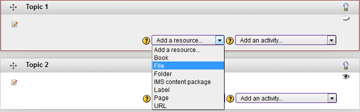 Add a File button under the add a resource drop box