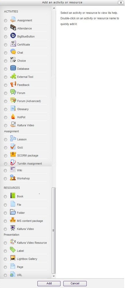  Activity and Resource Screen