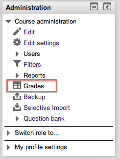 screenshot of grades in administration block
