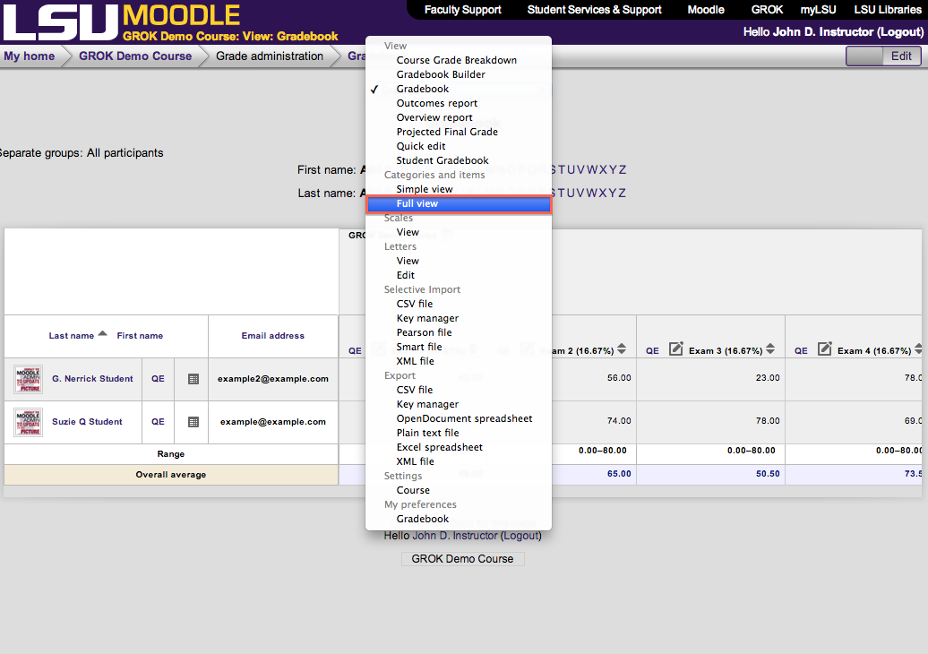 screenshot of full view in drop down