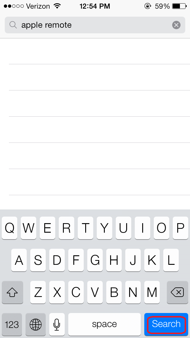Entering "apple remote" into search bar