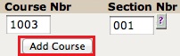 Add course button highlighted