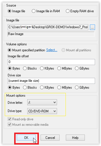 OSFMount Image Options