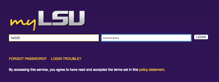 Moodle login screen