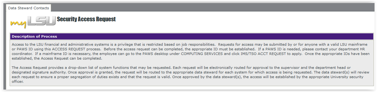 LSU Legacy Security Access Request