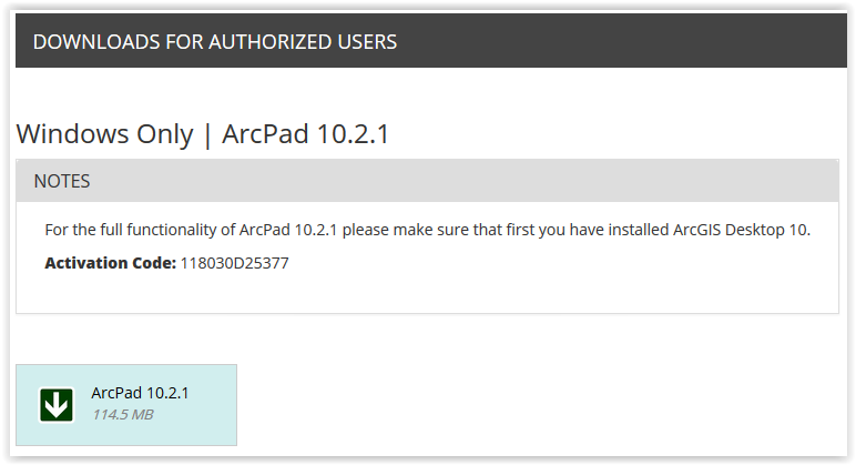 ArcPad download button on TigerWare