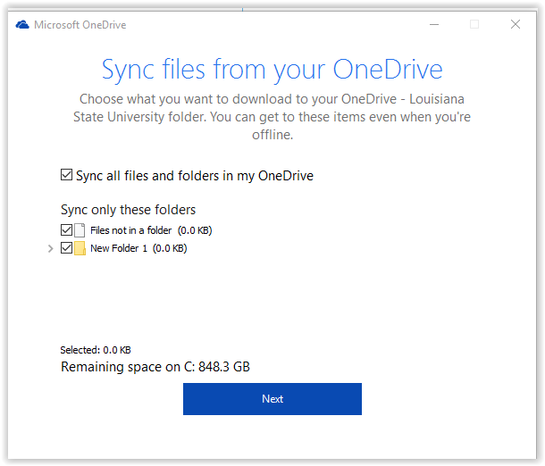 syncing files to one drive