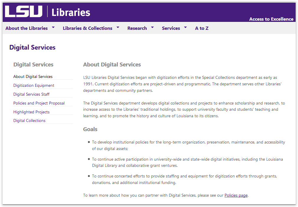 Digital Services at LSU webpage