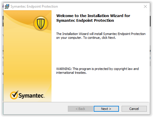 Symantec Endpoint Protection Installation wizard
