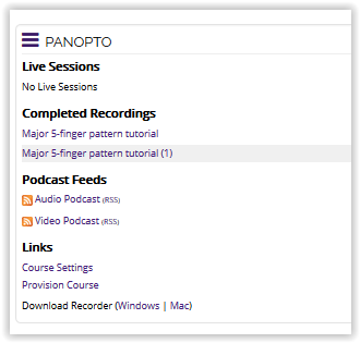 Panopto Moodle Block added