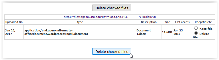 filestogeaux delete checked files button