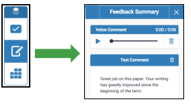 Feedback summary button and the feedback summary screen