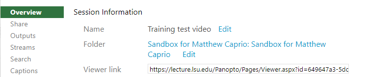 viewer link in panopto
