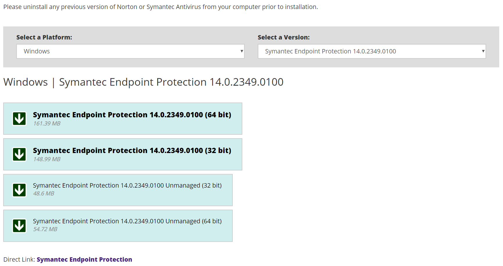 tigerware screen- symantec download options
