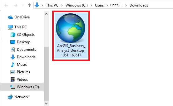 ArcGIS installer, located in the downloads folder