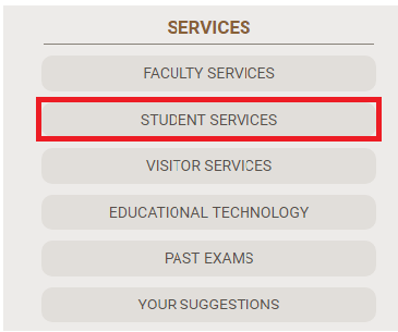 The student services button in the services block is highlighted