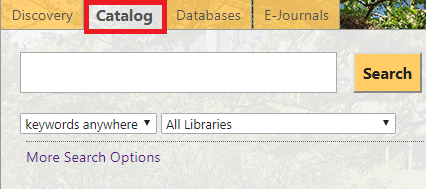 the catalog tab on the lsu libraries website
