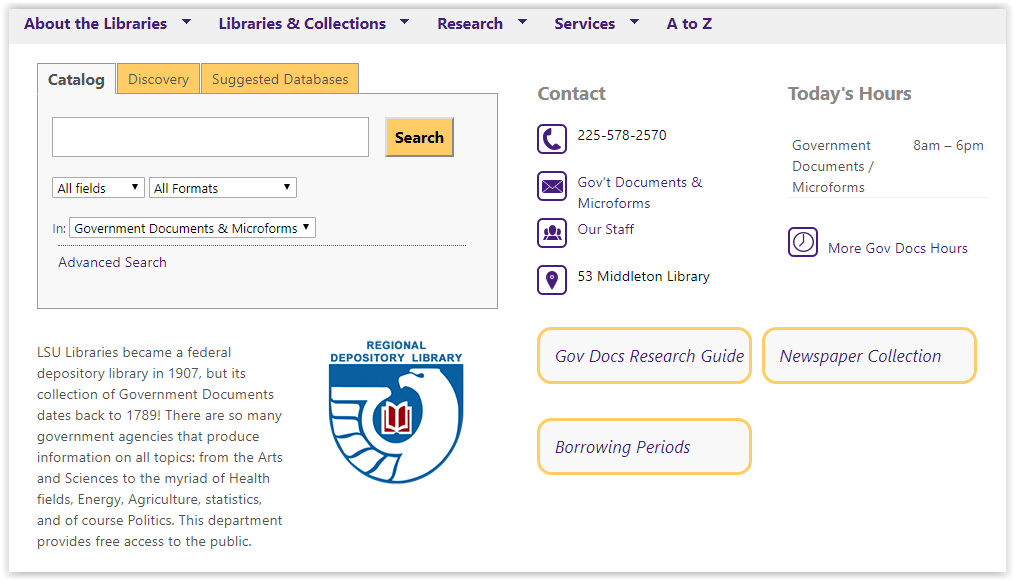 Government Collections webpage