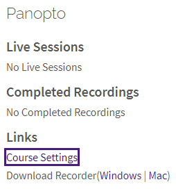 Panopto course settings option