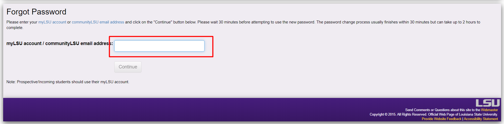 forgot password email input