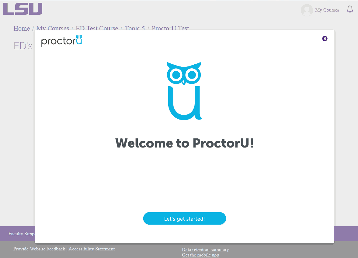 ProctorU Record+ pop-up