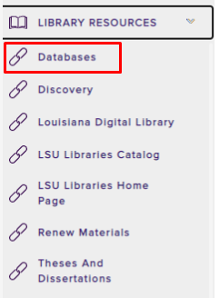 myLSU Library Resources databases