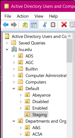 "Staging" location in Active Directory