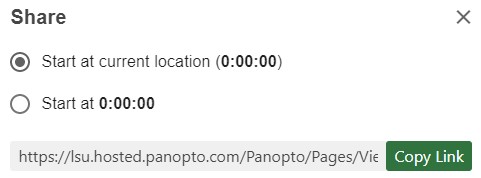 Copy link button for Panopto recording