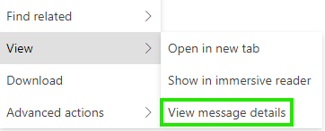 Right click the message to reveal the view message details option