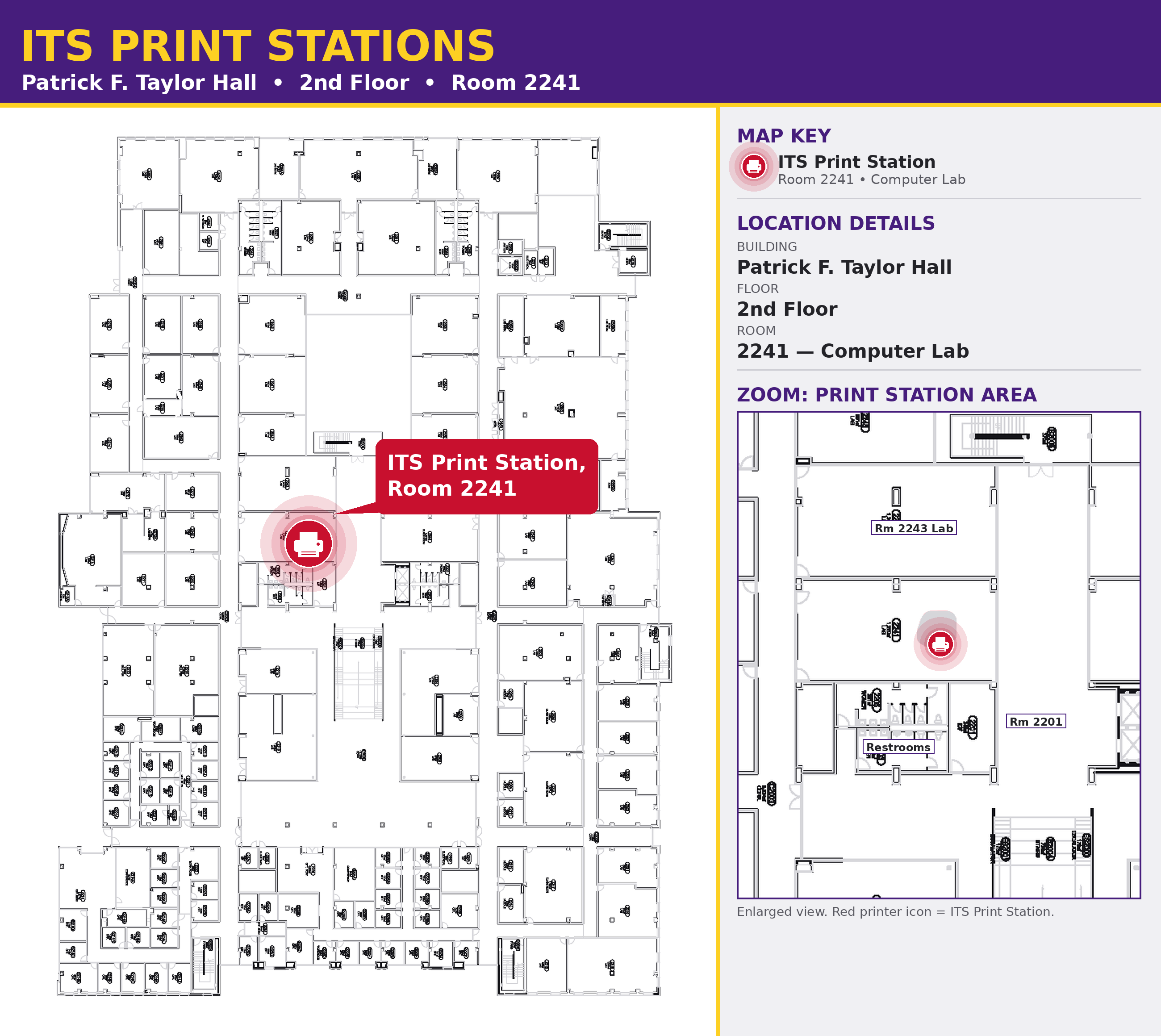 PFT 2nd floor print station map rm 2241